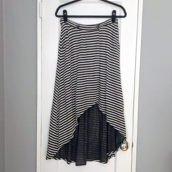 BCBGeneration Dresses & Skirts - BCBGeneration Striped Asymmetrical High Low Skirt Black White S